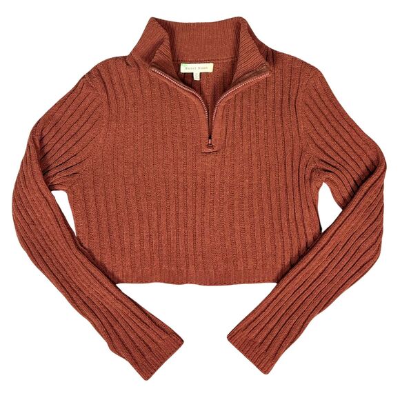 Hazel Moon Sweater Cropped Women’s Ribbed Knit Pullover 1/4 Zip XL Classic Y2K - Picture 5 of 8